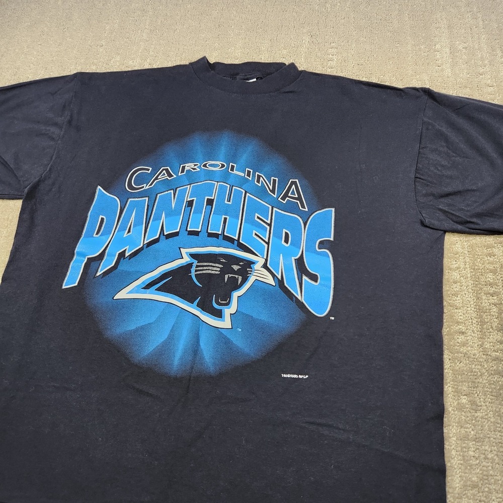 Vintage Carolina Panthers Shirt Men XL Black Cotton 90s Single Stitch NFL Sports
